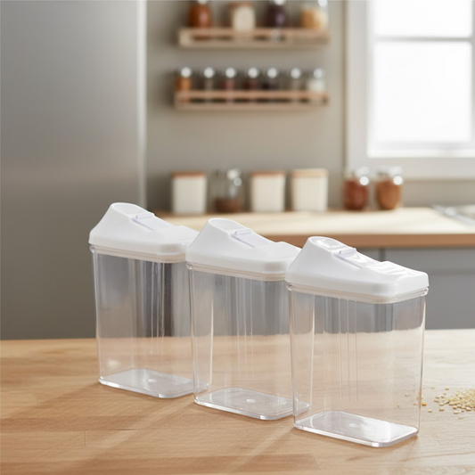 Kitchen Storage Jars & Container Set 3pc , Transparent Jar Set For home & Kitchen Use