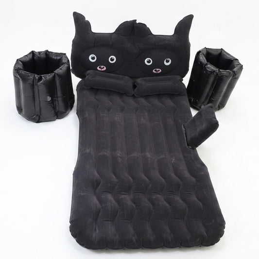 Cute Car Air Mattress Set With Black Cat Pillow For Comfortable Sleeping On The Go (1 Set)