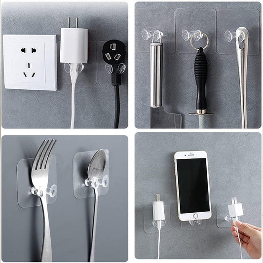 Adhesive Plastic Wall Hook Self Stick Hanger Strong Hold (5 Pc)