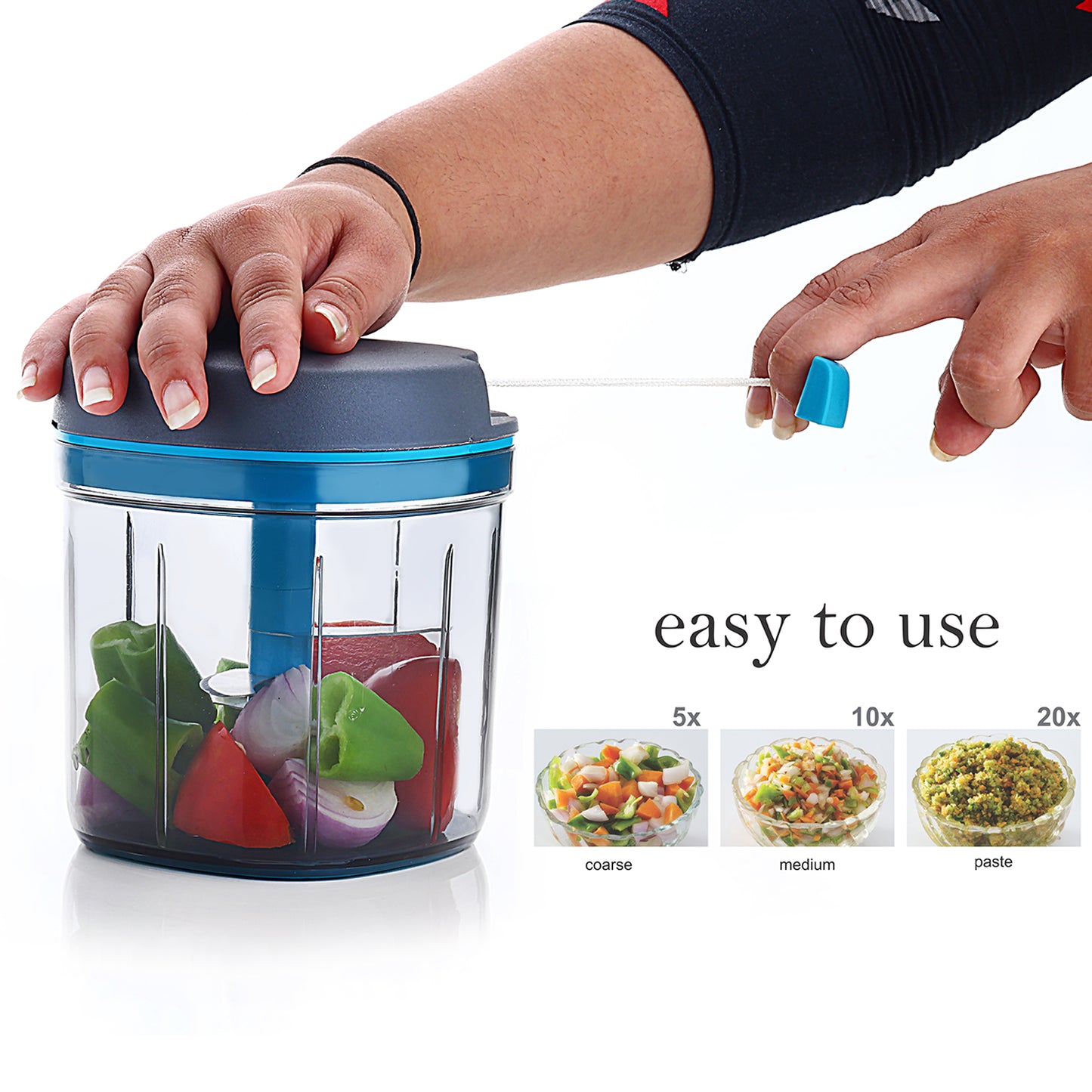 8107 Ganesh Master Chopper With 5 Stainless Steel Blades Xl Large Jumbo Chopper (900 Ml)