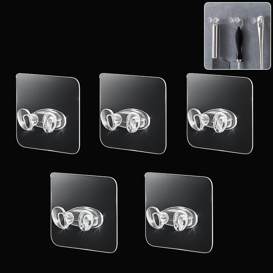 Adhesive Plastic Wall Hook Self Stick Hanger Strong Hold (5 Pc)