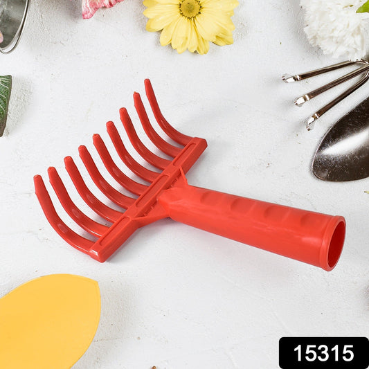Heavy Duty Plastic Garden Hand Rake  9-tooth Cultivator Tool (1 Pc)