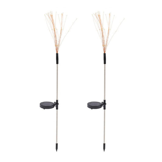 Solar Powered Warm White Starburst Firework Garden Light Set (2 Pc  120 Led)