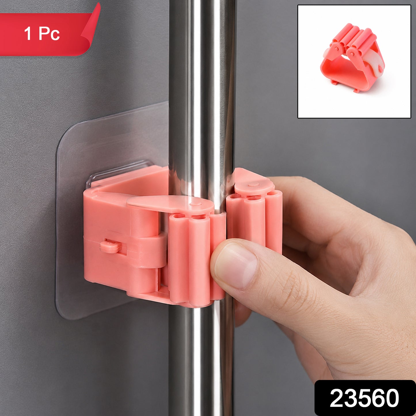 Plastic Broom Holder Clip Wall Mounted Mop Storage Organizer (1 Pc)