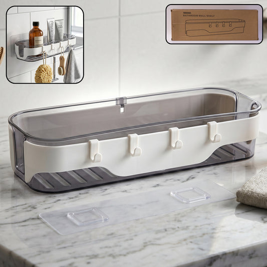 Stylish Bathroom Wall Shelf  1 Pc Multi-purpose Storage Organizer With Hooks